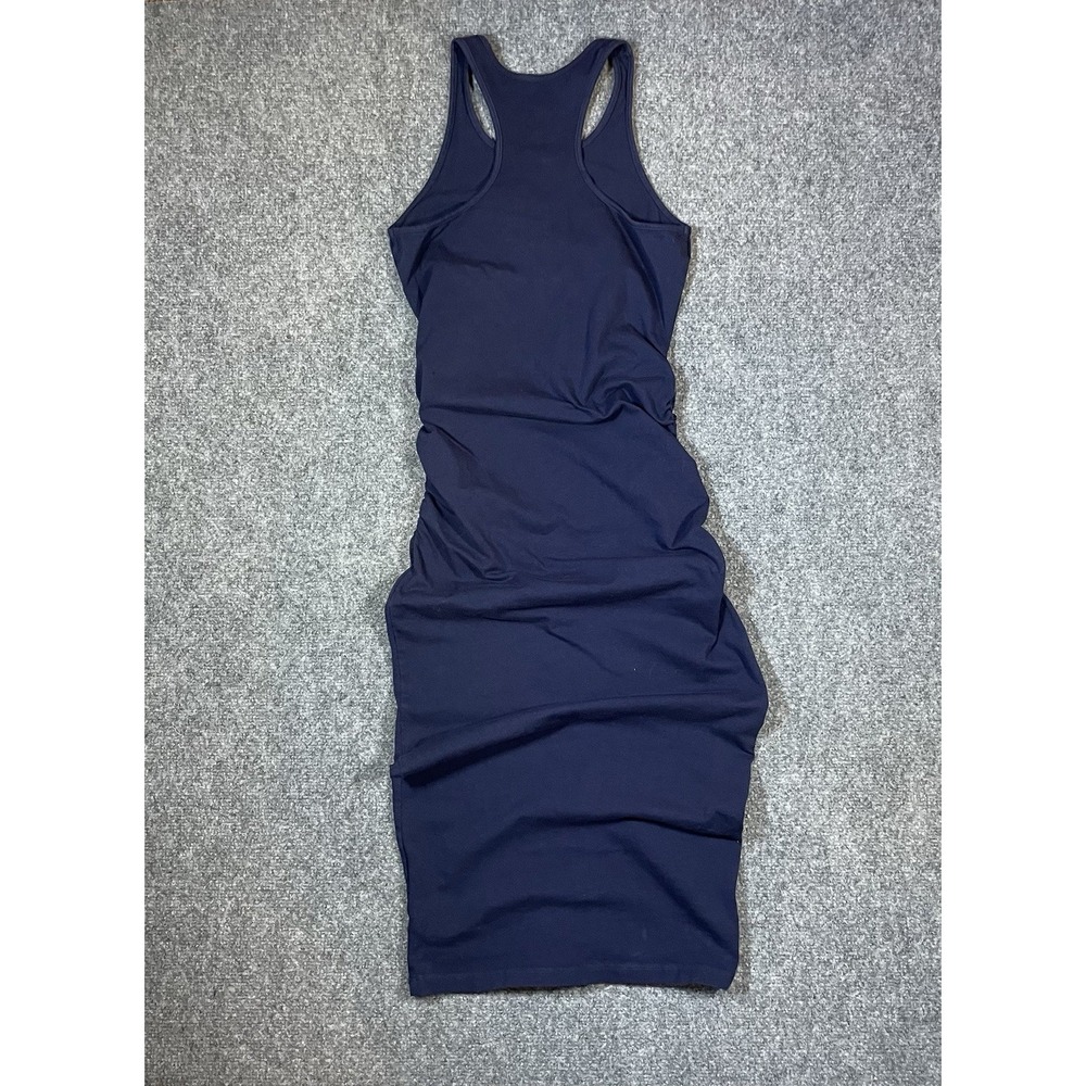 Michael Stars Wren Ruched Midi Dress Medium Petite Navy Blue Racerback Vacation